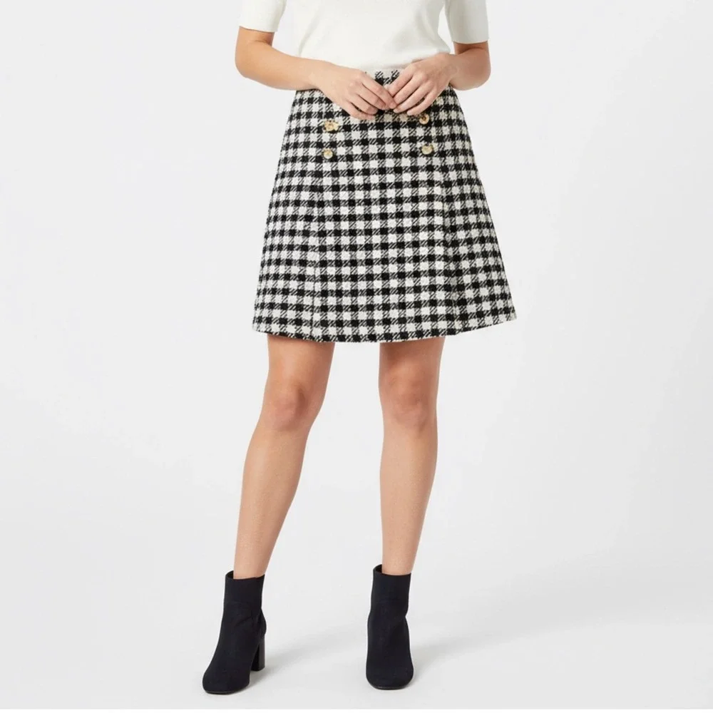 Talbots Wool Blend Confetti Check Houndstooth Tweed Sailor‎ Skirt 14P